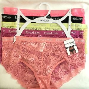 Bebe 5-pack Hipsters Lace Panties size XL